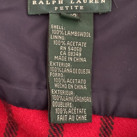 Lauren Ralph Lauren Wool Red/Navy Plaid Zipper Jacket - Picture 6 of 8